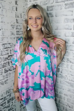 Jade Abstract Printed Top<Allie Lynn's Boutique Cheap