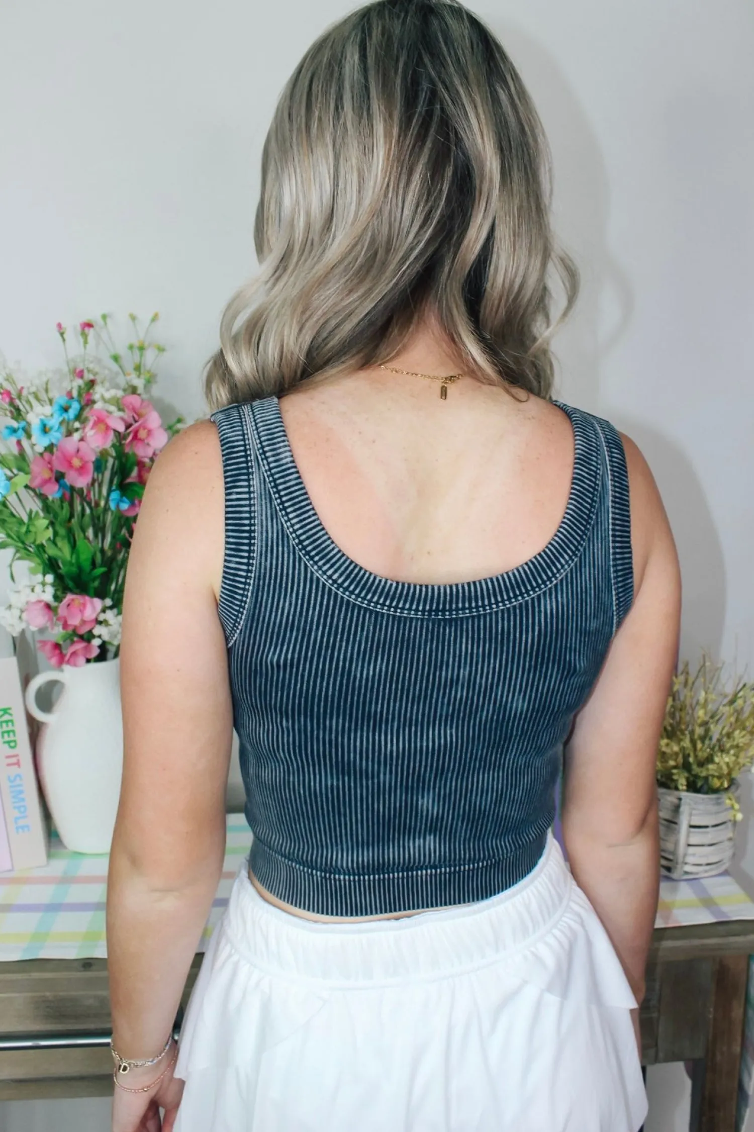 Knit Cropped Tank Top "Ash Black"<Allie Lynn's Boutique New