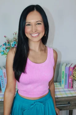 Knit Cropped Tank Top "Bright Mauve"<Allie Lynn's Boutique Discount