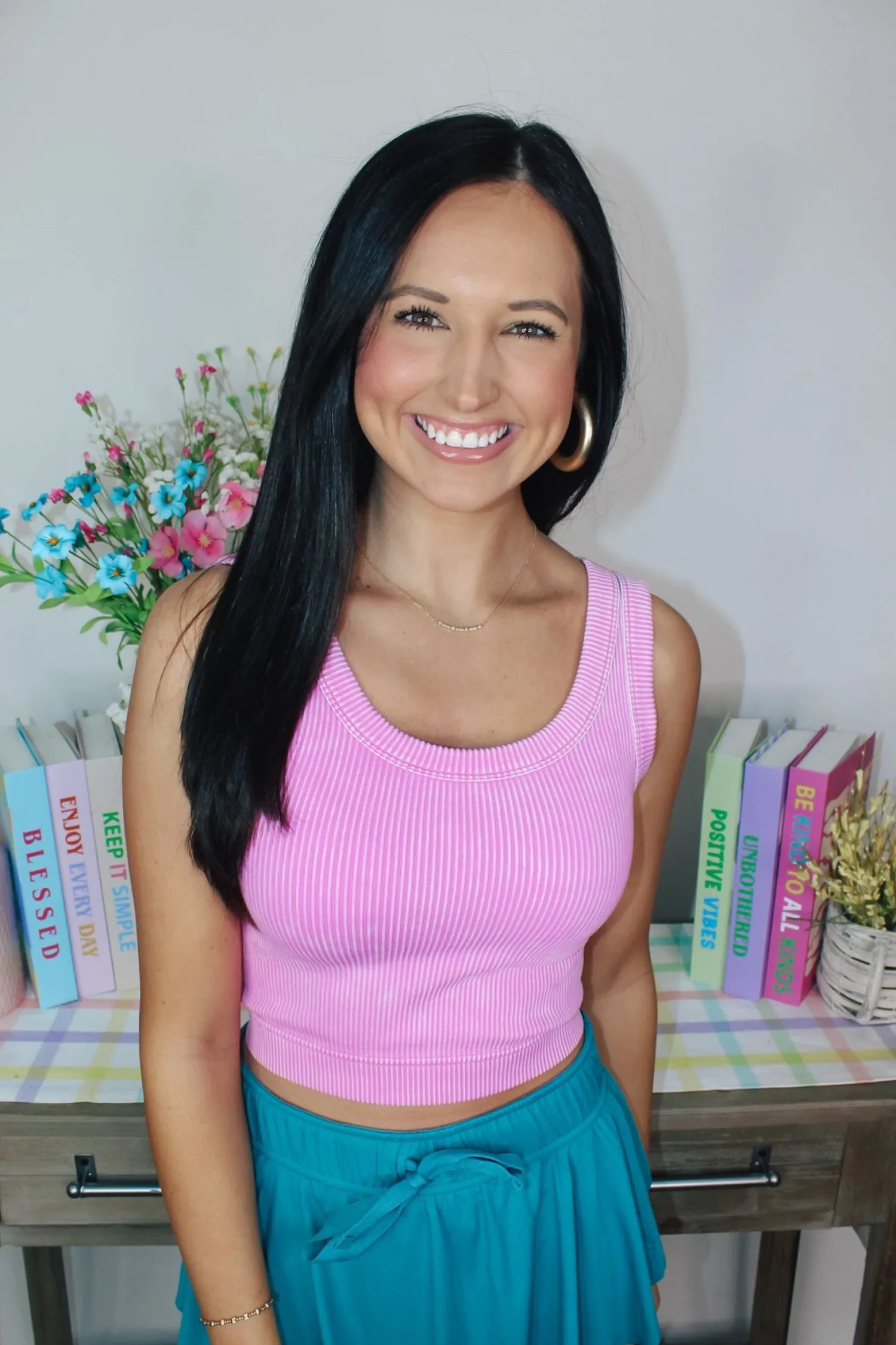 Knit Cropped Tank Top "Bright Mauve"<Allie Lynn's Boutique Sale
