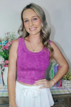 Knit Cropped Tank Top "Light Plum"<Allie Lynn's Boutique Store
