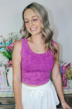 Knit Cropped Tank Top "Light Plum"<Allie Lynn's Boutique Clearance