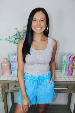Knit Cropped Tank Top "Sleet"<Allie Lynn's Boutique New