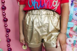 Leather Holiday Shorts "Gold"<Allie Lynn's Boutique Outlet