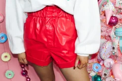 Leather Holiday Shorts "Red"<Allie Lynn's Boutique Outlet