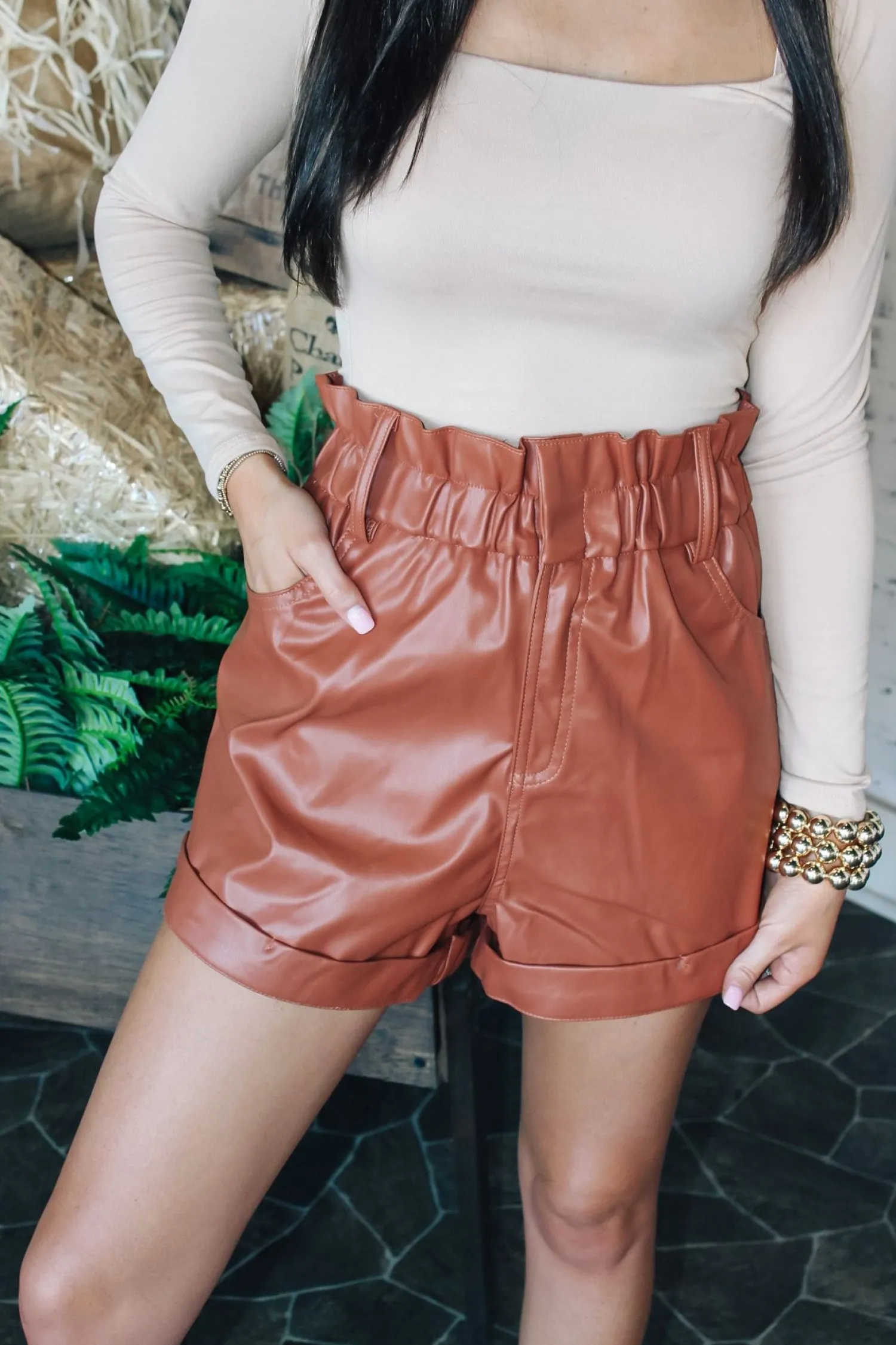 Leather Holiday Shorts "Rust"<Allie Lynn's Boutique Cheap