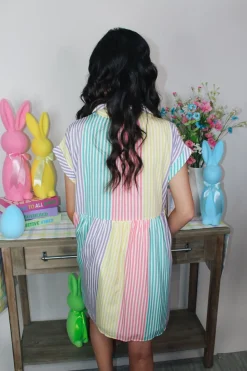 Lemon Blush Stripped Dress<Allie Lynn's Boutique Store