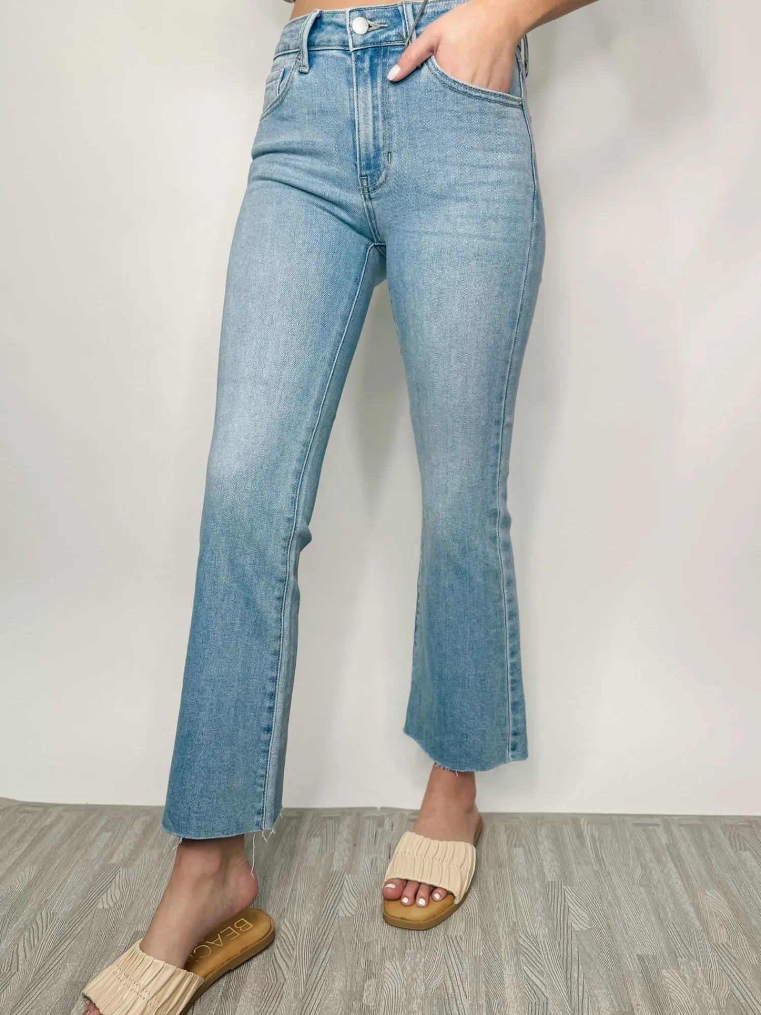 Light Denim Cropped Flares<Allie Lynn's Boutique New