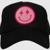 Lightning Happy Face Trucker Hat "Black"<Allie Lynn's Boutique Flash Sale