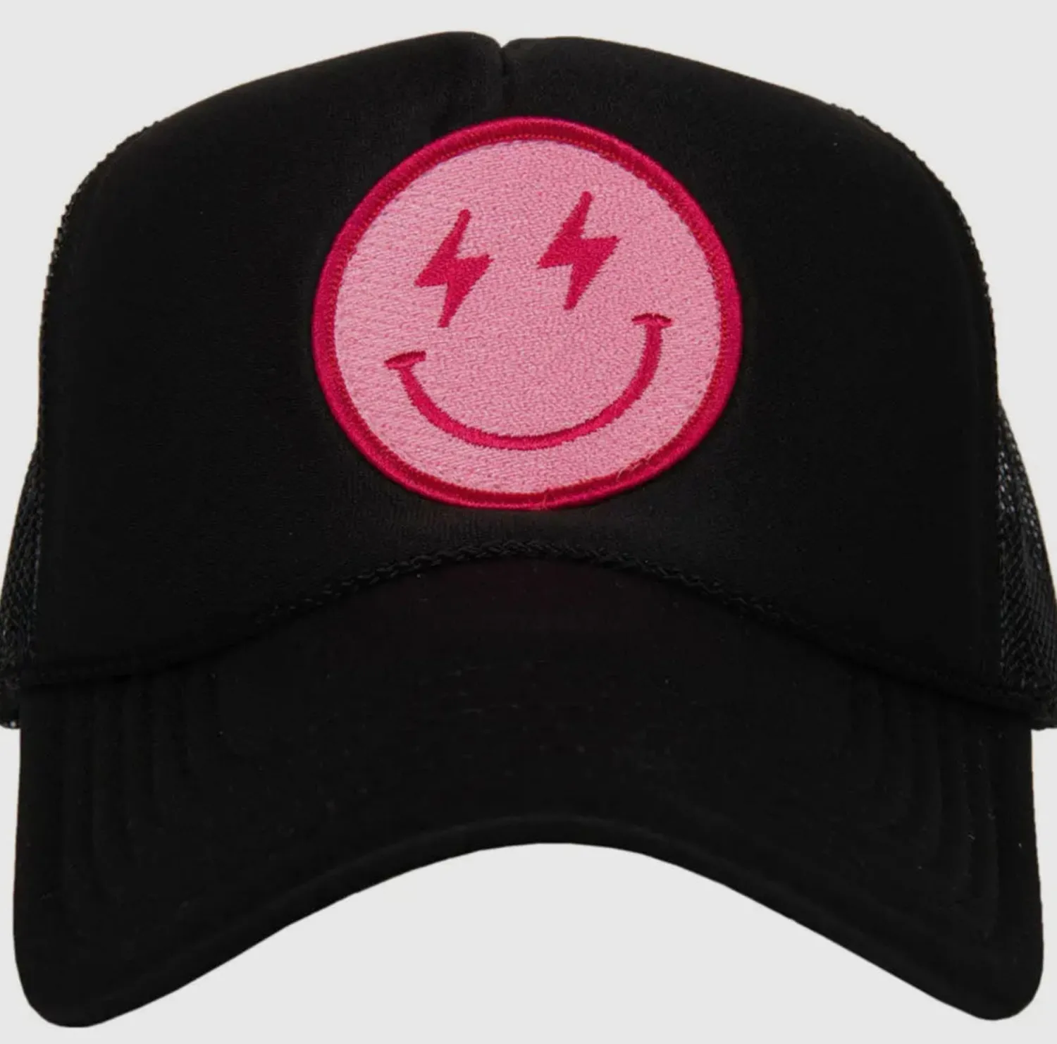Lightning Happy Face Trucker Hat "Black"<Allie Lynn's Boutique Flash Sale