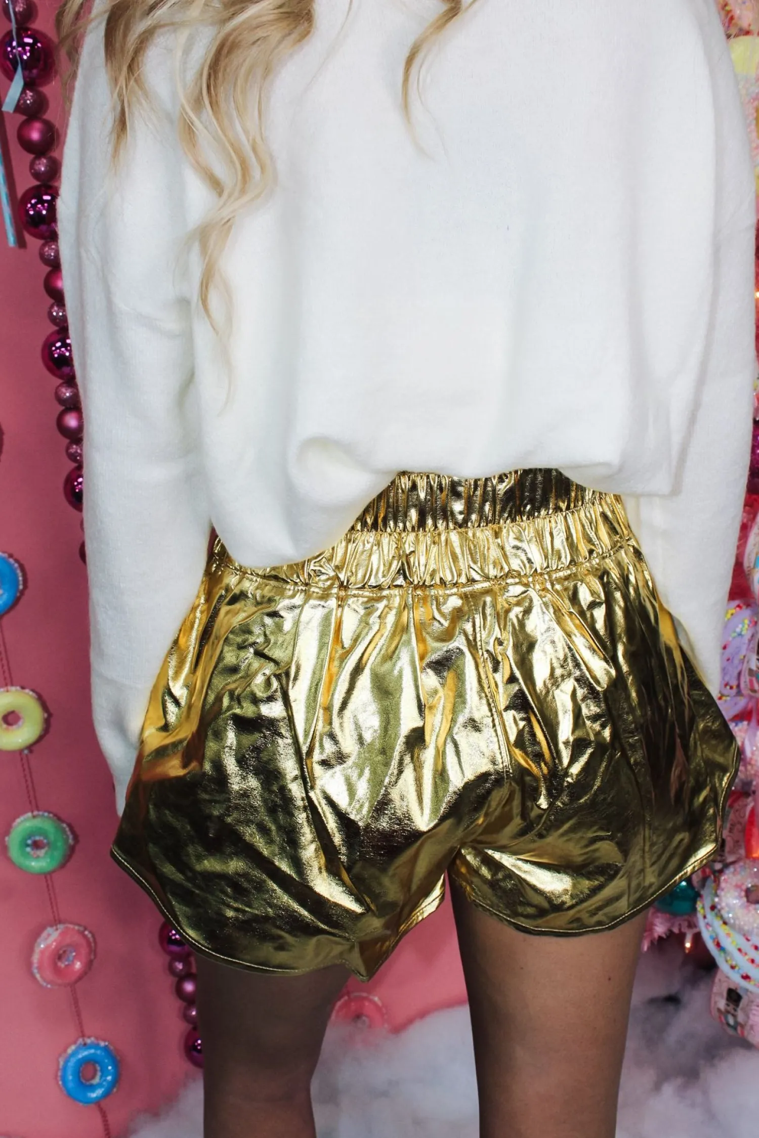 Metallic Faux Leather Skort "Gold"<Allie Lynn's Boutique New