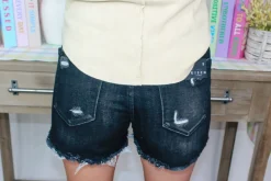 Mid Rise Patched Denim Shorts