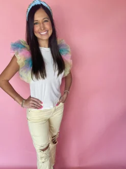 Multi Tulle Sleeve Top<Allie Lynn's Boutique Outlet