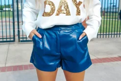Navy Leather Shorts<Allie Lynn's Boutique Cheap
