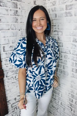 Navy U0026 White Mix Top<Allie Lynn's Boutique Best