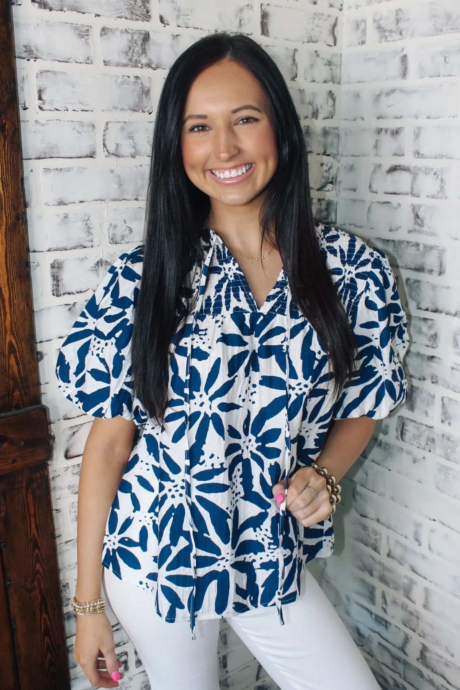 Navy U0026 White Mix Top<Allie Lynn's Boutique Best