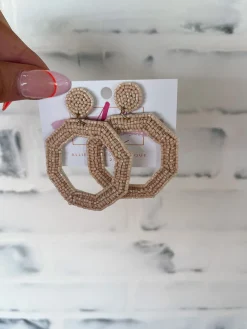 Octagon Color Pop Earrings "Tan"<Allie Lynn's Boutique Shop