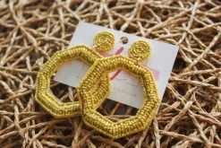 Octagon Color Pop Earrings "Gold"<Allie Lynn's Boutique Shop