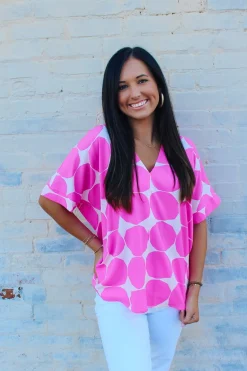 On The Dot Top "Pink"<Allie Lynn's Boutique Flash Sale