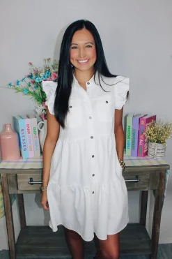 On The Town Button Down Dress<Allie Lynn's Boutique Clearance