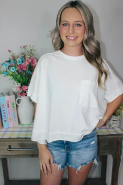 Oversized Washed Crop Top "White"<Allie Lynn's Boutique Outlet