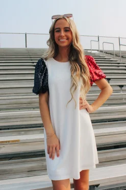 Red/Black Sequin Sleeve Dress<Allie Lynn's Boutique Online