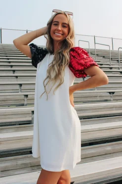 Red/Black Sequin Sleeve Dress<Allie Lynn's Boutique Online