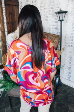 Retro Swirls Cuff Sleeve Top<Allie Lynn's Boutique Discount