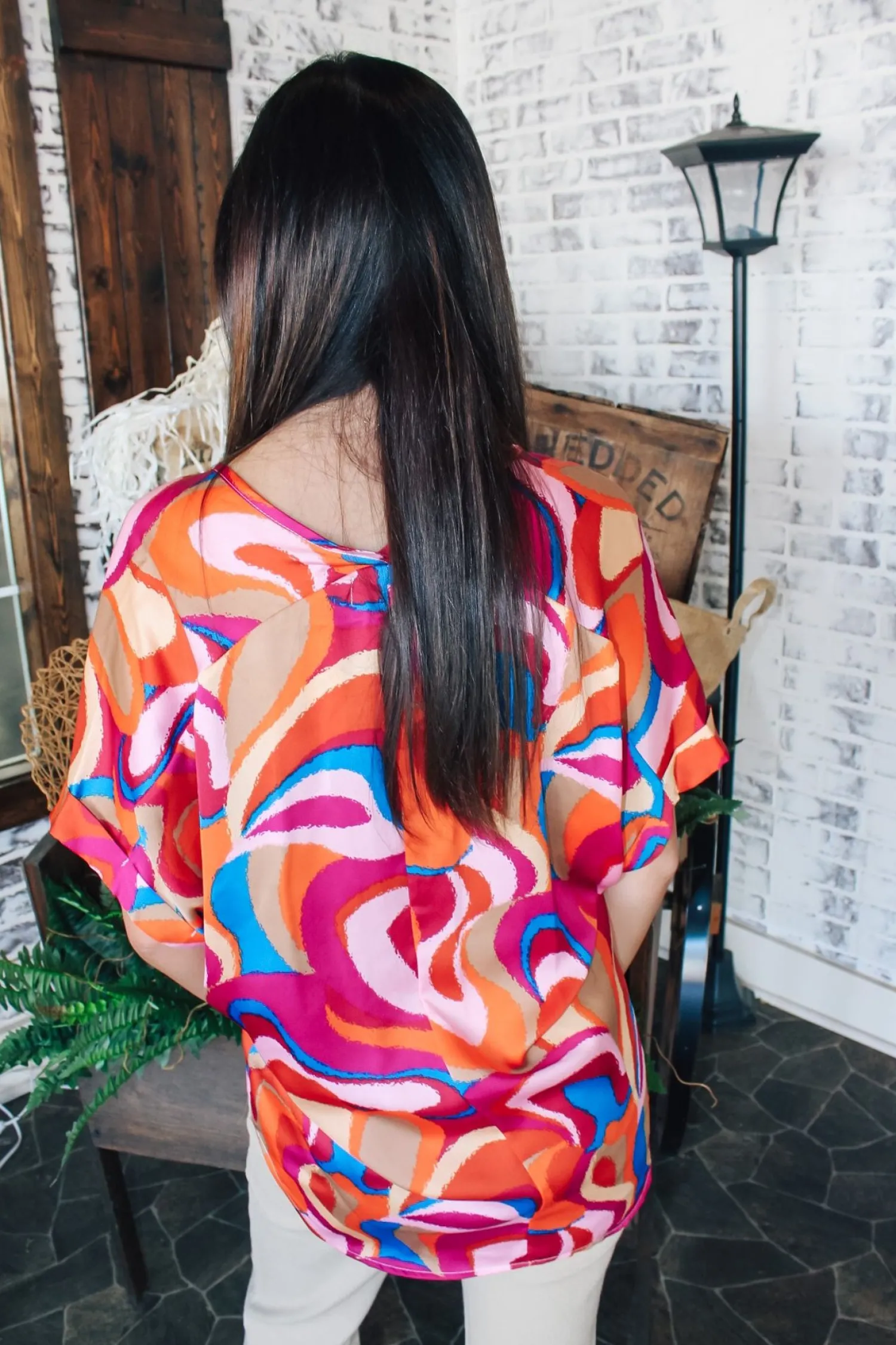 Retro Swirls Cuff Sleeve Top<Allie Lynn's Boutique Discount