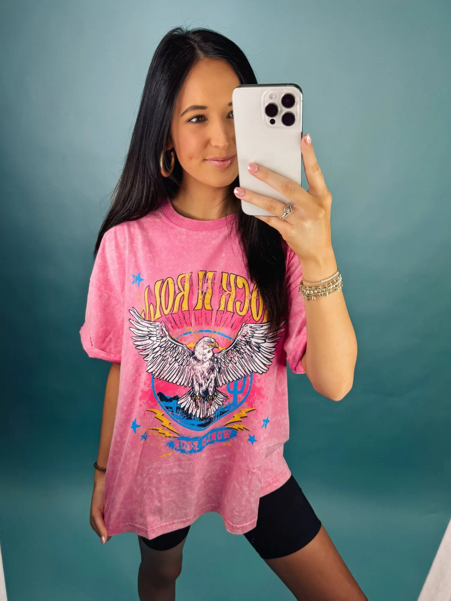 Rock N Roll World Tour Vintage Graphic Tee "Bubble Pink"<Allie Lynn's Boutique Best