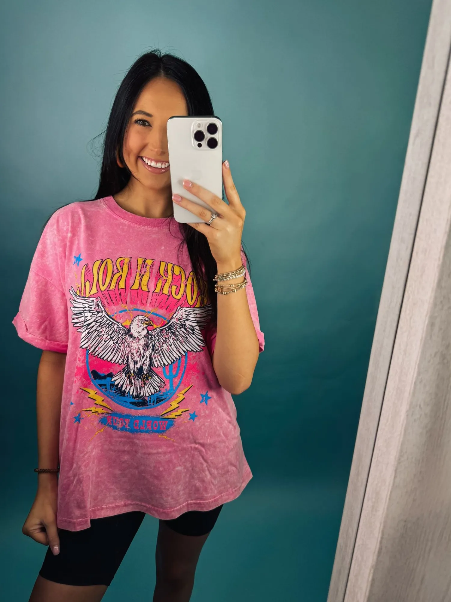 Rock N Roll World Tour Vintage Graphic Tee "Bubble Pink"<Allie Lynn's Boutique Best