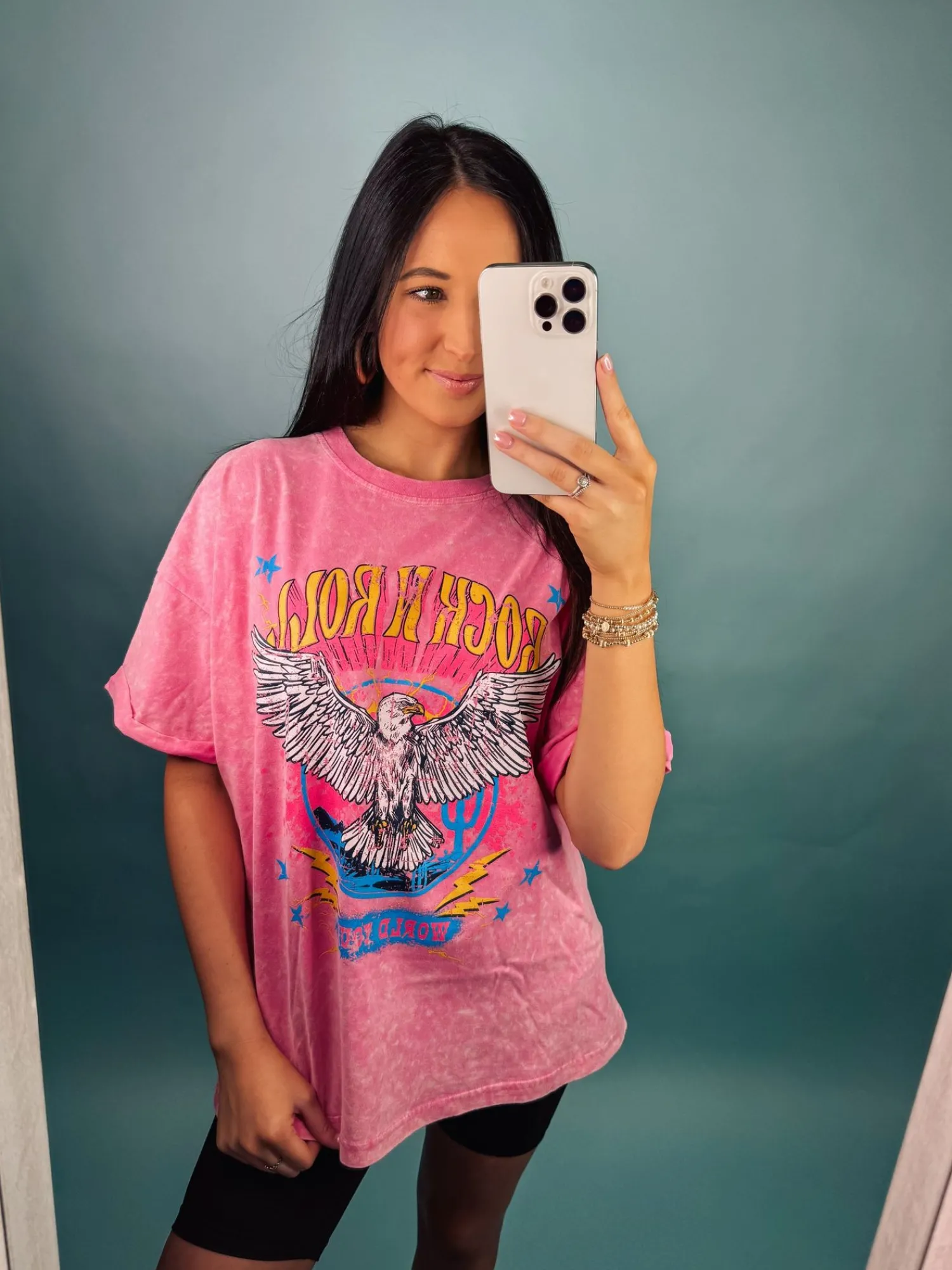 Rock N Roll World Tour Vintage Graphic Tee "Bubble Pink"<Allie Lynn's Boutique Best