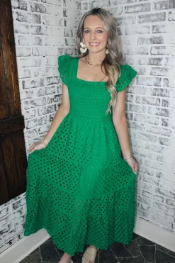 Spring Fling Midi Dress "Green"<Allie Lynn's Boutique Online
