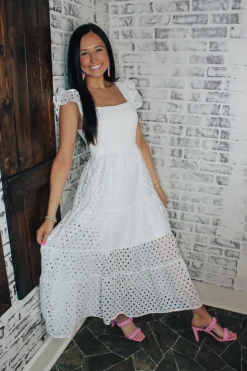 Spring Fling Midi Dress "White"<Allie Lynn's Boutique Store