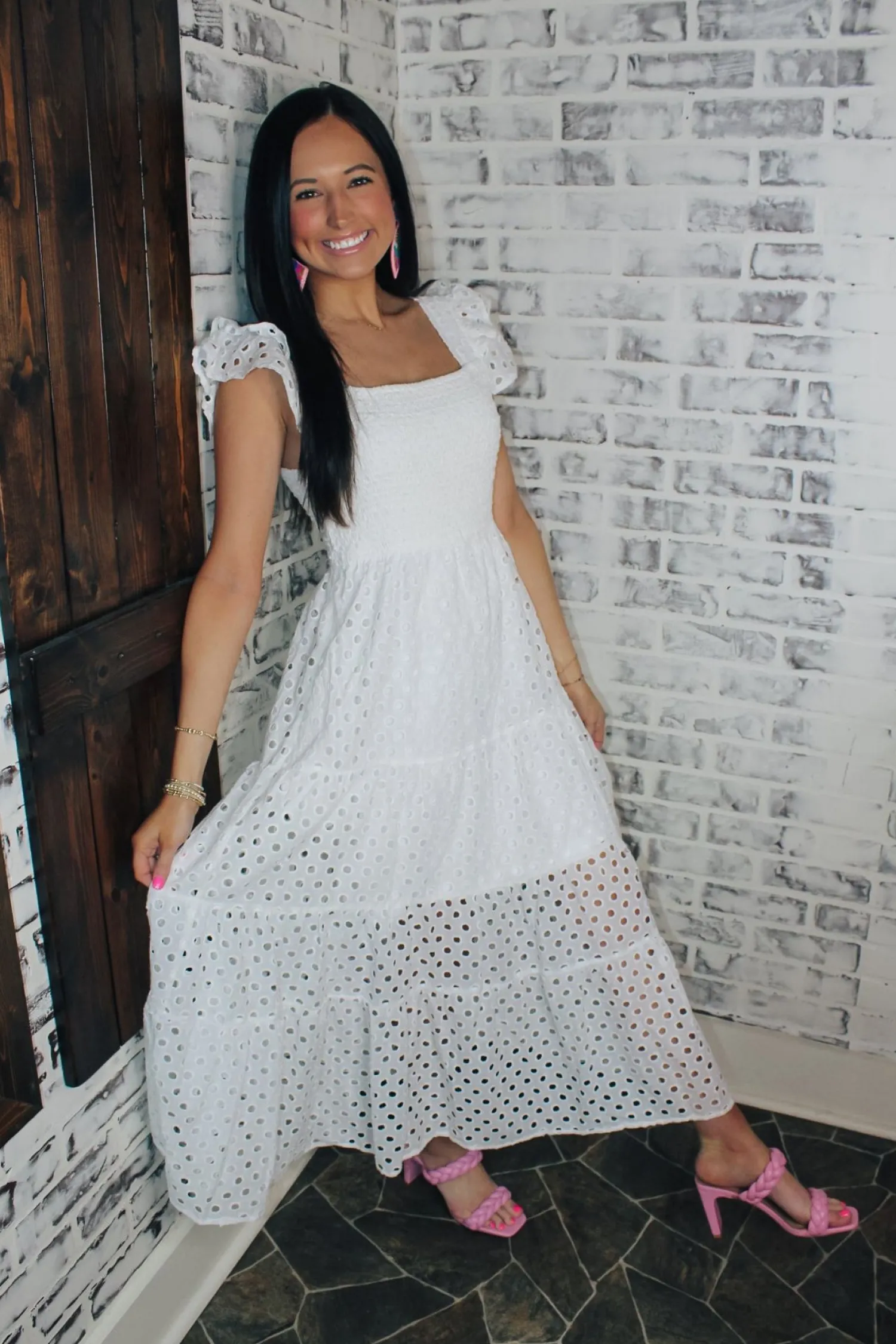 Spring Fling Midi Dress "White"<Allie Lynn's Boutique Store