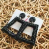 Square Color Pop Earrings "Black"<Allie Lynn's Boutique Fashion