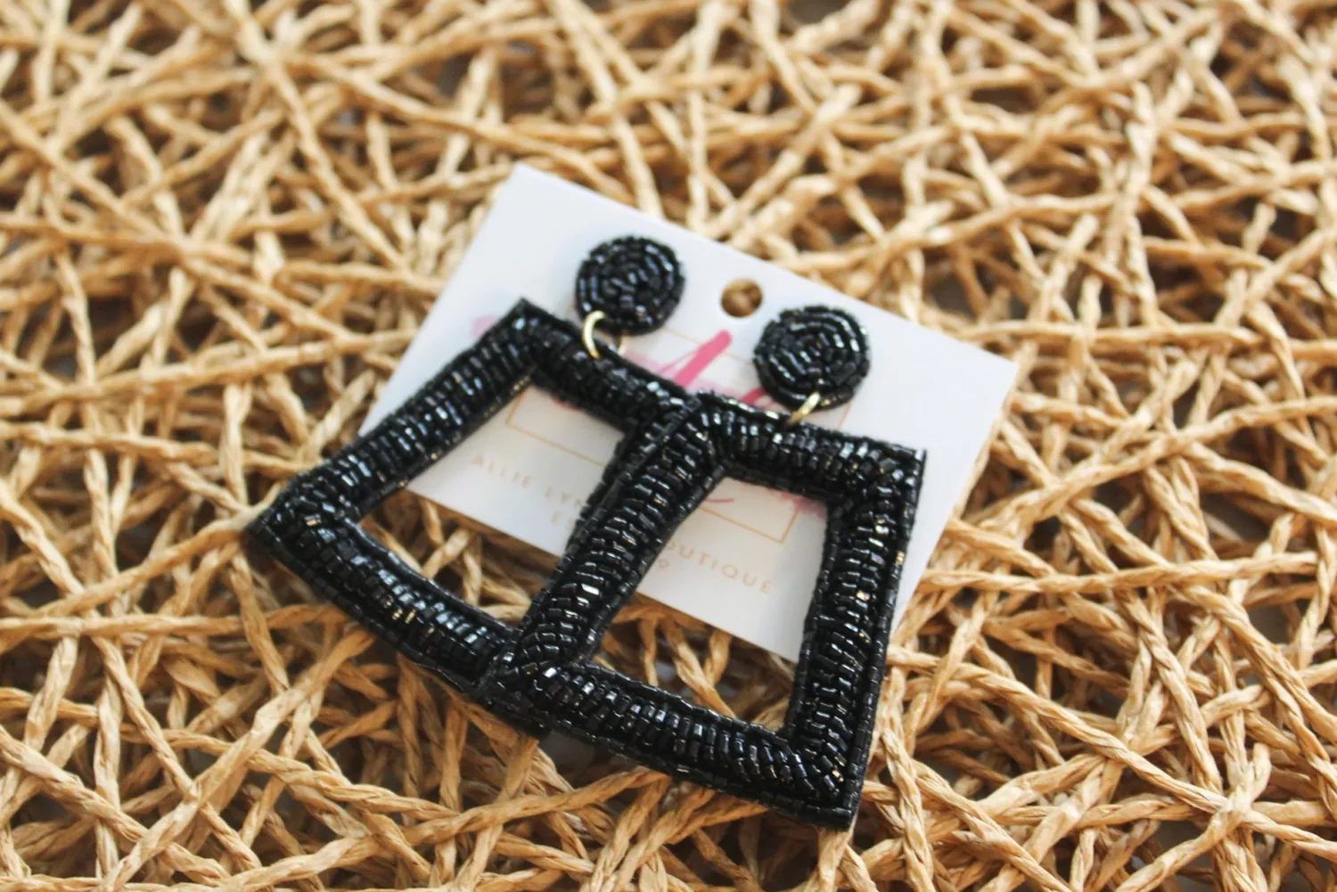 Square Color Pop Earrings "Black"<Allie Lynn's Boutique Fashion