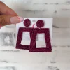 Square Color Pop Earrings "Maroon"<Allie Lynn's Boutique Hot