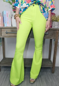Stretch Bell Bottoms "Neon Yellow"<Allie Lynn's Boutique Outlet