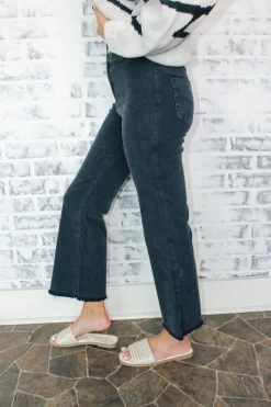 Stretchy Wide Leg Pants "Washed Black"<Allie Lynn's Boutique Best