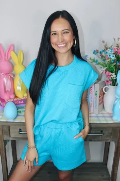 Textured Aqua Set<Allie Lynn's Boutique Best Sale