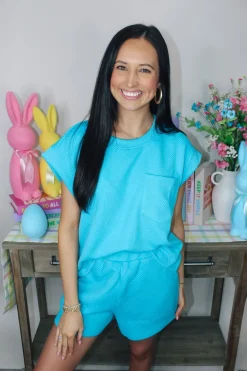 Textured Aqua Set<Allie Lynn's Boutique Best Sale