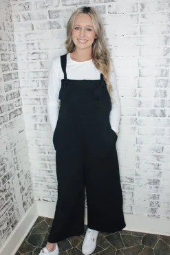 Textured Overalls "Black"<Allie Lynn's Boutique Best