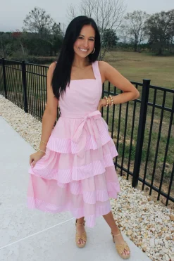 Tiered Baby Pink Dress<Allie Lynn's Boutique Fashion