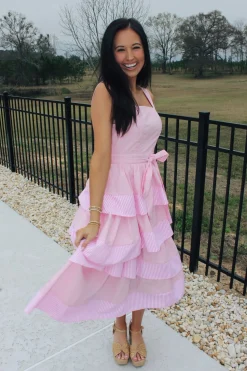 Tiered Baby Pink Dress<Allie Lynn's Boutique Cheap
