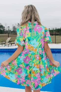 Turquoise Poplin Mini Dress<Allie Lynn's Boutique Outlet