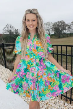 Turquoise Poplin Mini Dress<Allie Lynn's Boutique Store