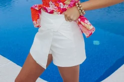 Twill Denim Skort "White"<Allie Lynn's Boutique Store