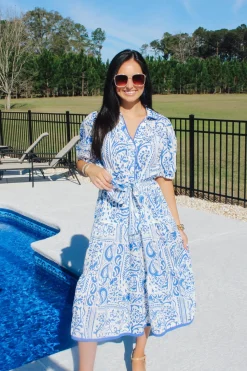 Two Tone Paisley Collared Dress<Allie Lynn's Boutique Clearance
