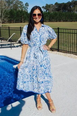 Two Tone Paisley Collared Dress<Allie Lynn's Boutique Clearance